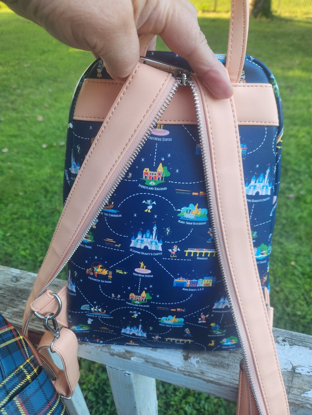 Loungefly Navy Disney Park Map Mini Backpack with Pink Accents - Picture 3 of 14